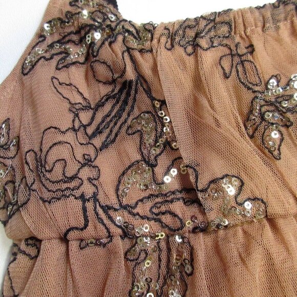 NWT by Anthropologie Petite Sequined Tulle Maeve Maxi in Neutral Tank Dress MP - Picture 4 of 7